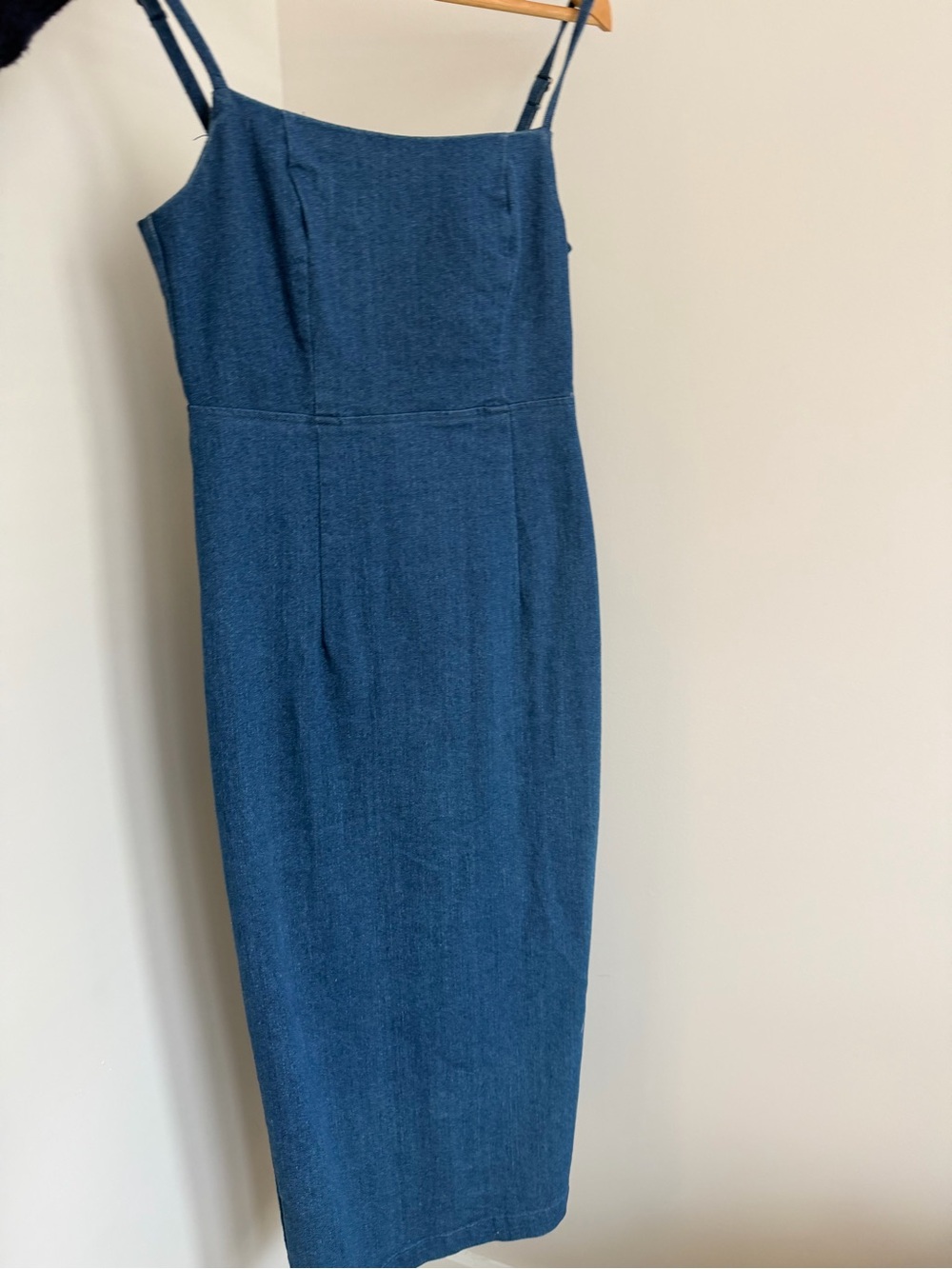 Blue Denim Midi Slip Dress